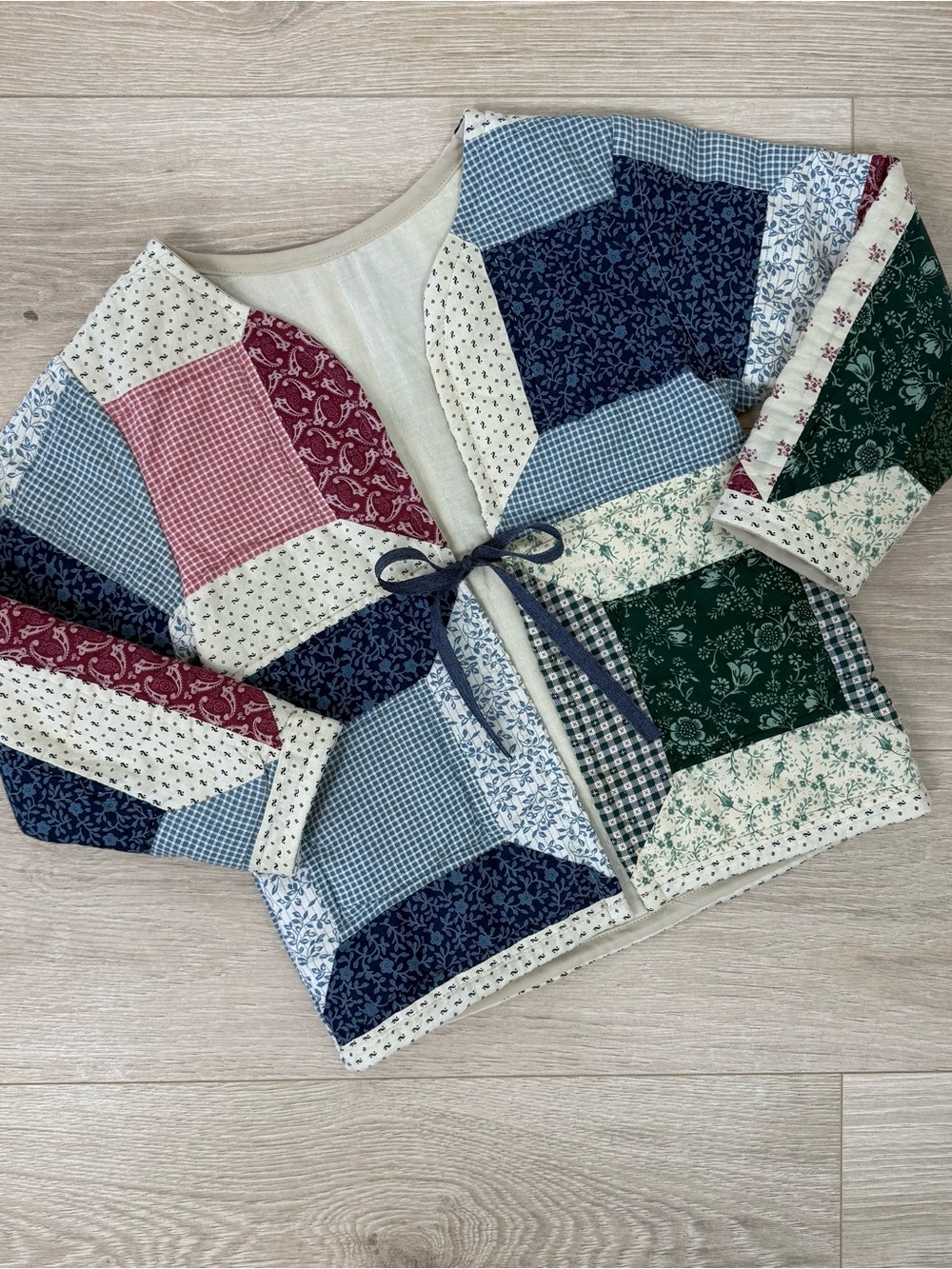 Remi Lyn & Co. Handmade Upcycled Patchwork Quilt Tie Front Jacket